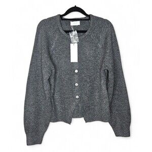 Sage The Label Knit Sweater Womens Size Small Gray Button Front Long Sleeve Cozy